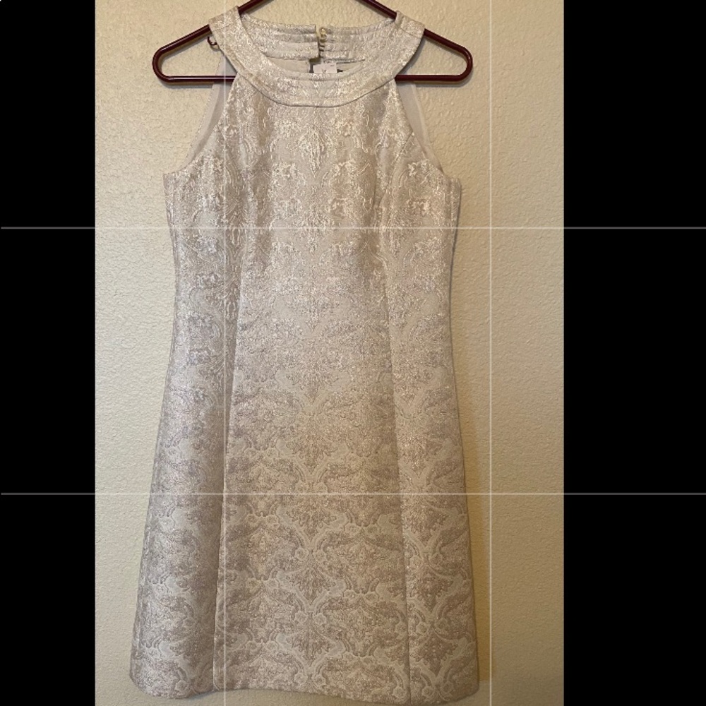 Ann Taylor Gold/cream brocade cocktail dress